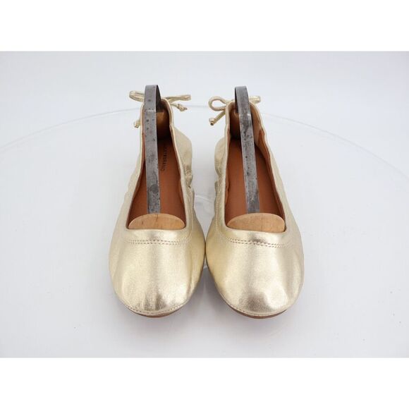 Lucky Brand Emmolise Ballet Flats Size 6.5 Gold Leather Slip On Shoes Comfy - Picture 4 of 11